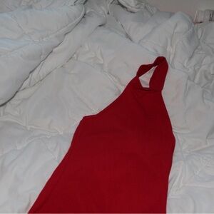 Women’s Red dress Ribbed halter mini dress xs